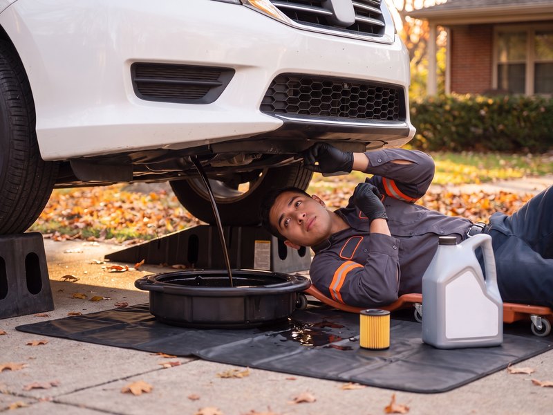 Oil & fluid service being carried out by an RM3 Automotive technician